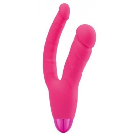 Розовый двойной вибратор INDULGENCE Rechargeable Insatiable Desire - 21 см.